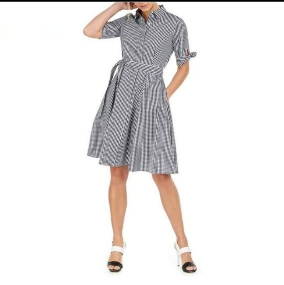 Calvin Klein Black & White Gingham A-Line Dress Size 4.